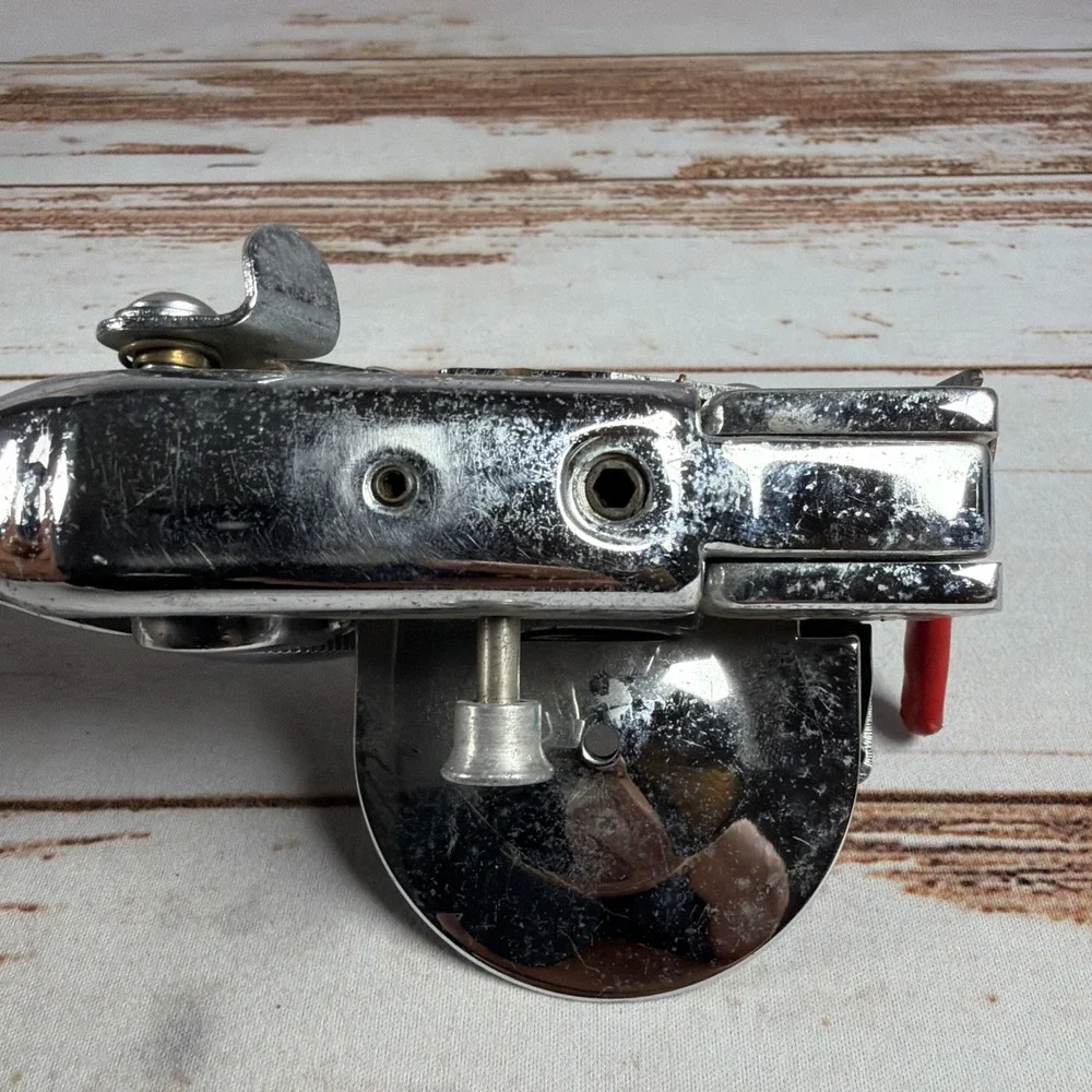 Vintage Dymo-Mite Tapewriter Metal Label Maker Embosser Chrome Manual Handheld